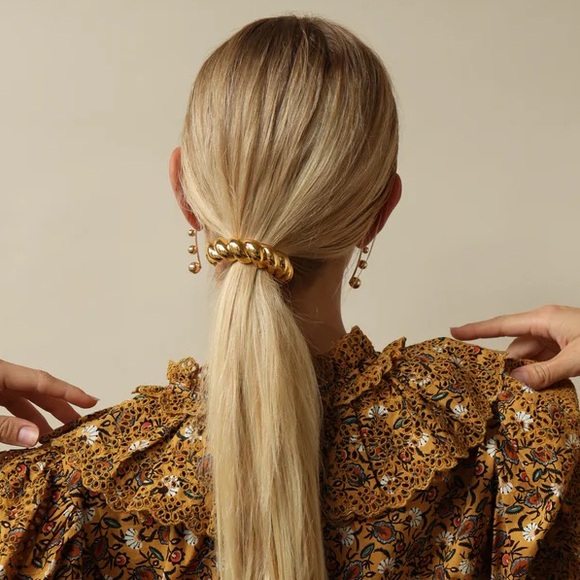 GLOSSY TWIST PONY CUFF*Ponytail Hair Band Accessories*18K Gold Plated* - Picture 5 of 6